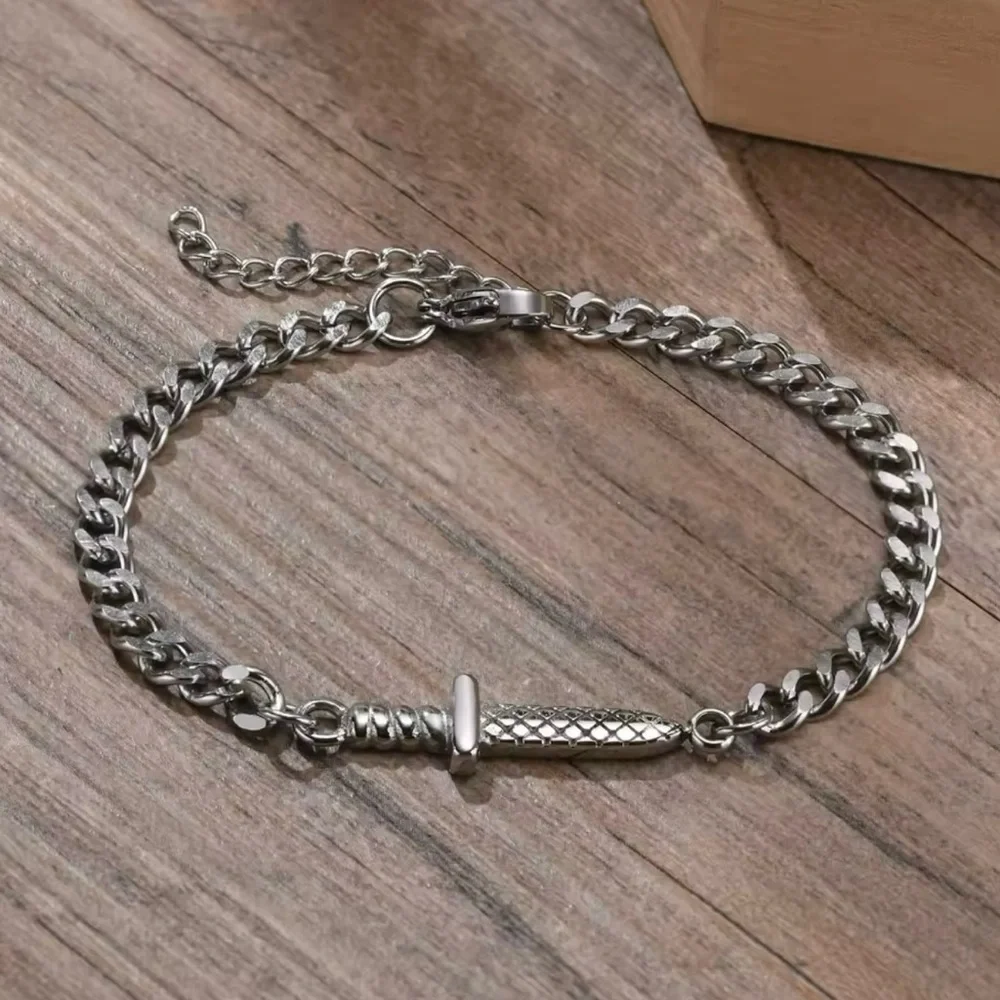 Sword Bracelet, Mens Chain Link Bracelet , Stainless Steel